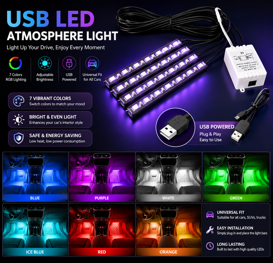 USB RGB Car Interior Lights