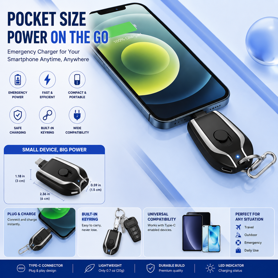 Mini Wireless Charging Keychain