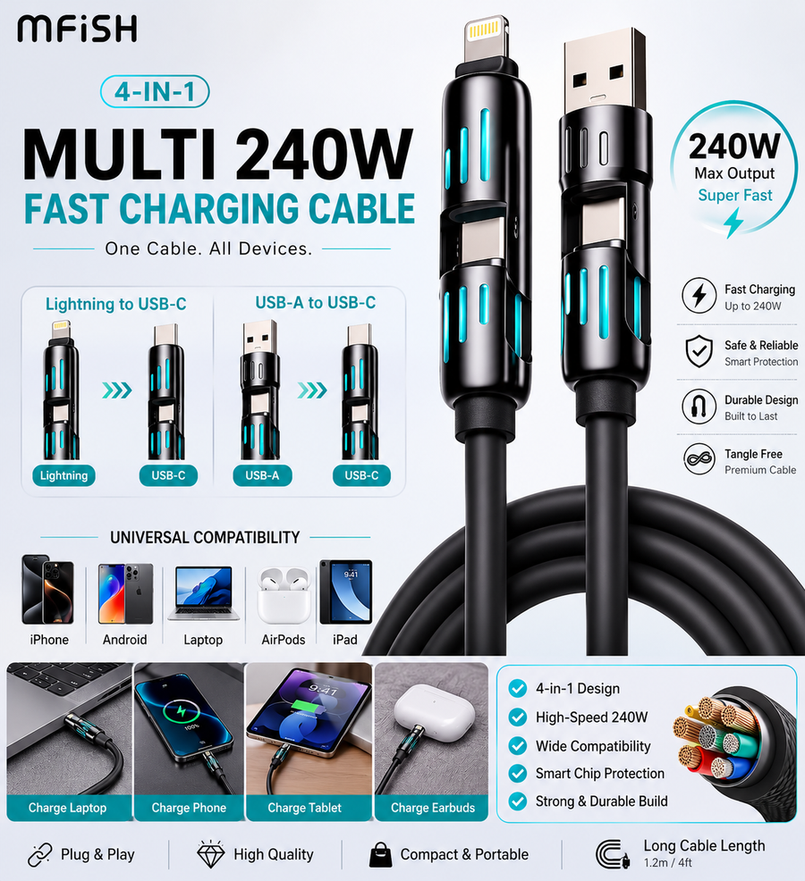 4 in 1 Multi USB Charging Cable