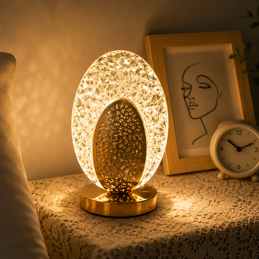Oval Crystal Table Lamp