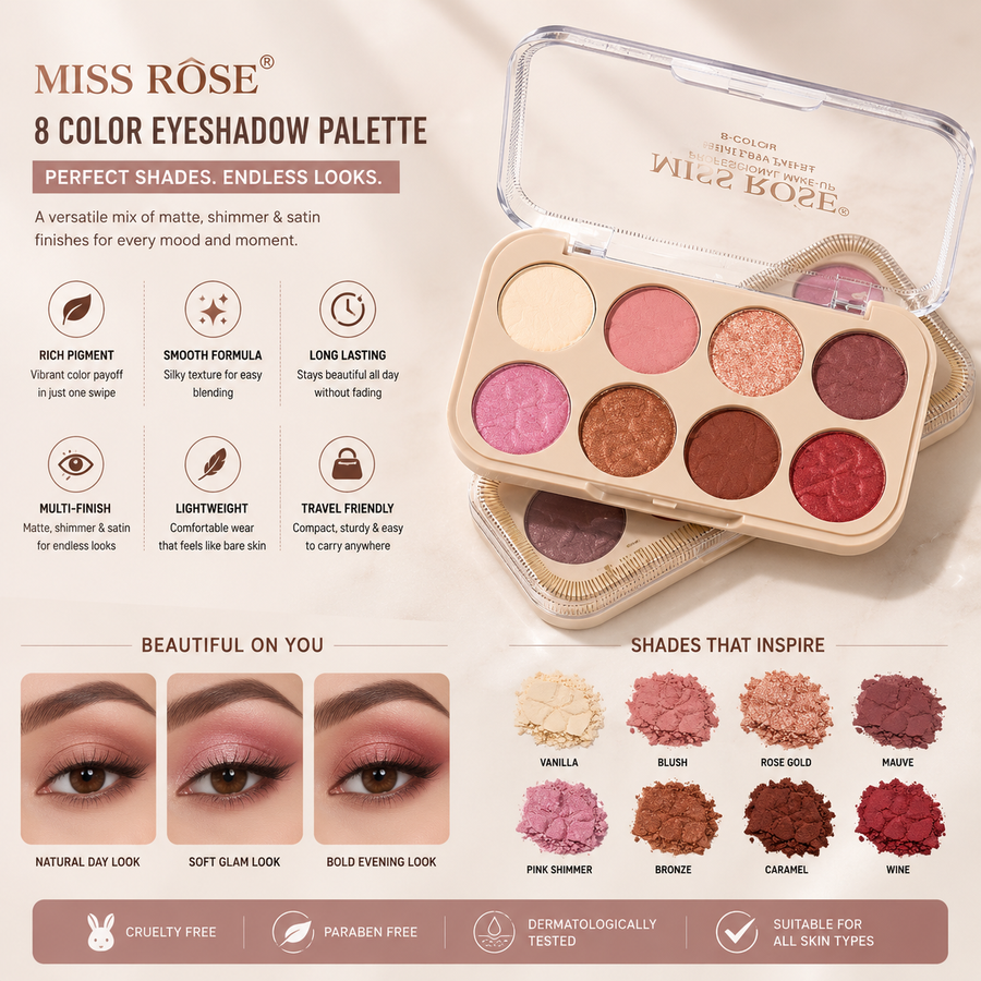 8 Color Matte & Shimmer Eyeshadow Palette